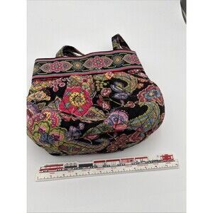 Vera Bradley Handbag Black With Multicolored Pattern